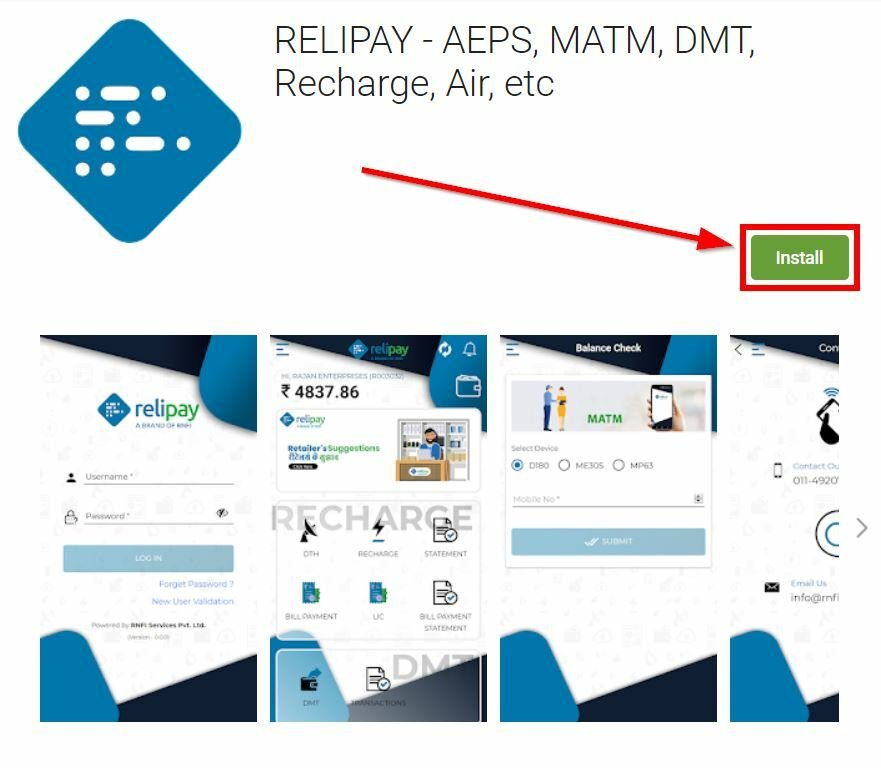 RNFI Agent Registration, RNFI Services Commission List 7 Relipay Aeps mobile Application