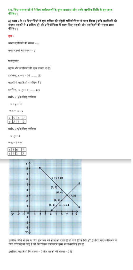 NCERT Solutions for Class 10 Maths Chapter 3 (Linear Equations in Two Variables) - दो चर वाले रैखिक समीकरण 7 Maths class 10 chapter 3 prashnawali 3.2 linear equation beejganitiy vidhi solutions