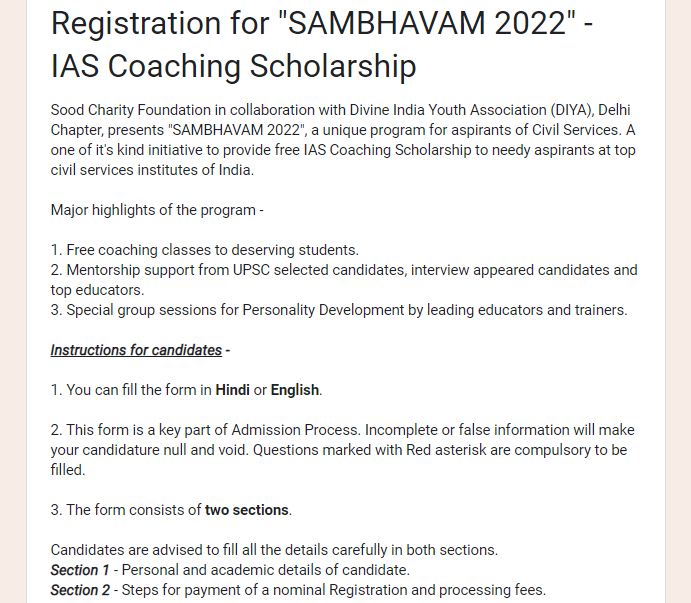 SAMBHAVAM 2024-25 Application – Free Online IAS Coaching Registration, Eligibility 5 SAMBHAVAM 2022-23 Application – Free Online IAS Coaching Registration, Eligibility