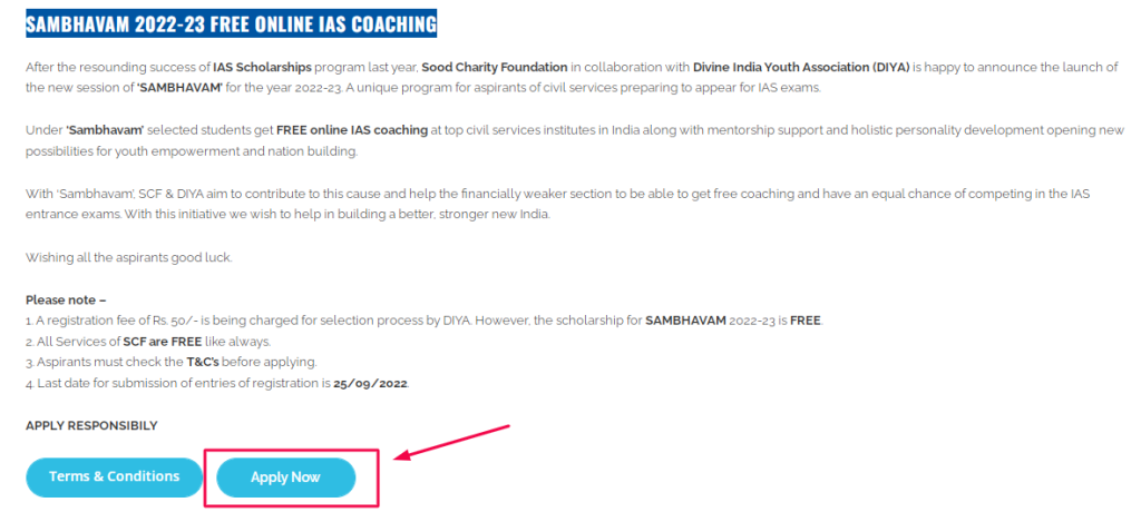 SAMBHAVAM 2024-25 Application – Free Online IAS Coaching Registration, Eligibility 4 SAMBHAVAM 2022-23