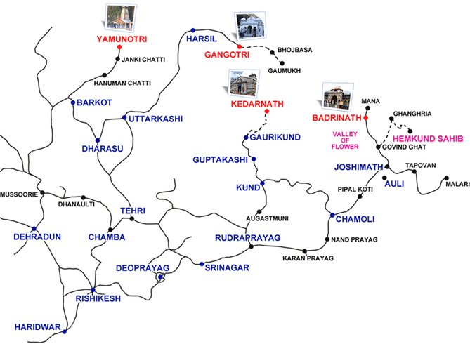 Char Dham Yatra Route: चार धाम यात्रा पर जा रहे हैं तो रूट मैप को जरूर देख लें 4 Char Dham Yatra Route Map from Haridwar